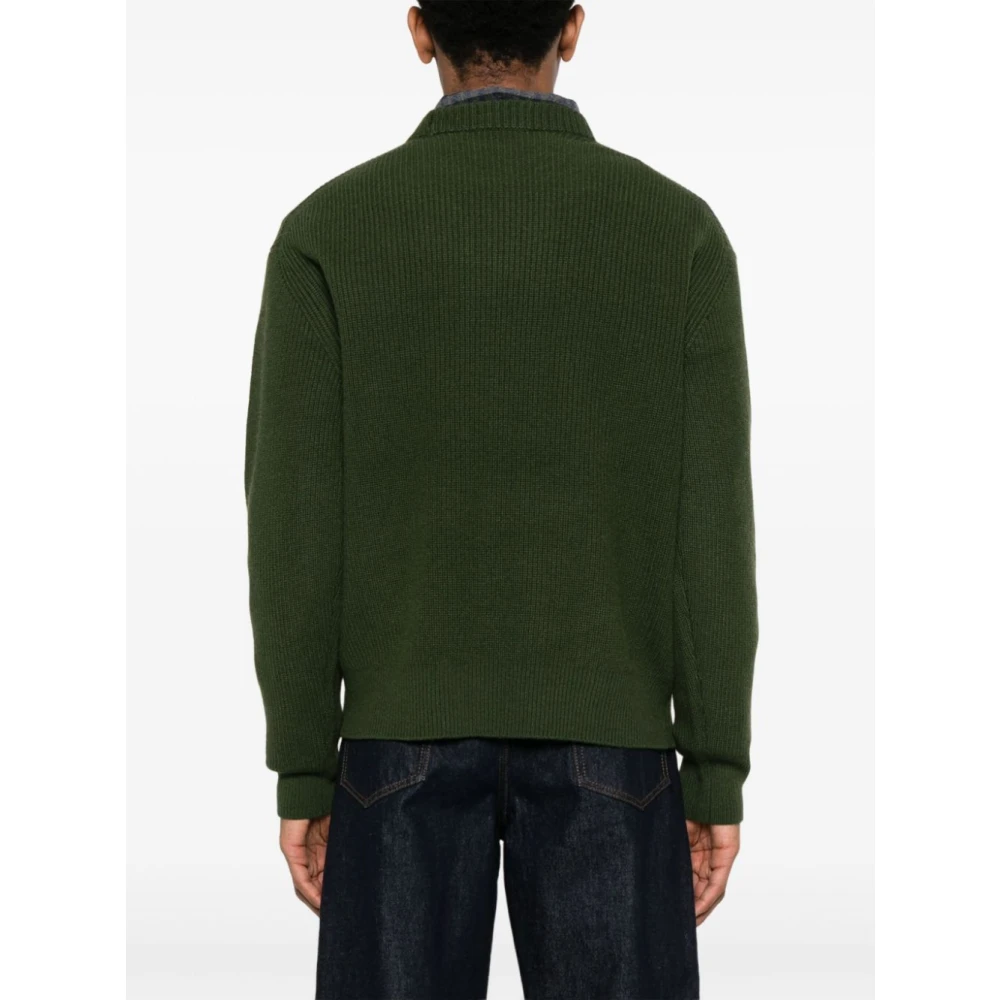 Maison Kitsuné Bosgroene Vos Motief Trui Green Heren
