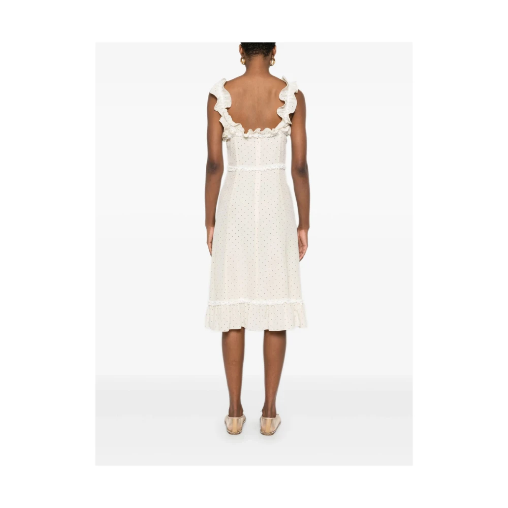 Alessandra Rich Gerimpelde V-hals Mouwloze Jurk Beige Dames