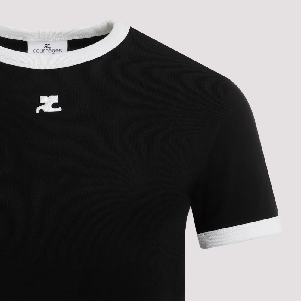 Courrèges Zwart T-shirt met Bumpy Contrast Design Black Dames