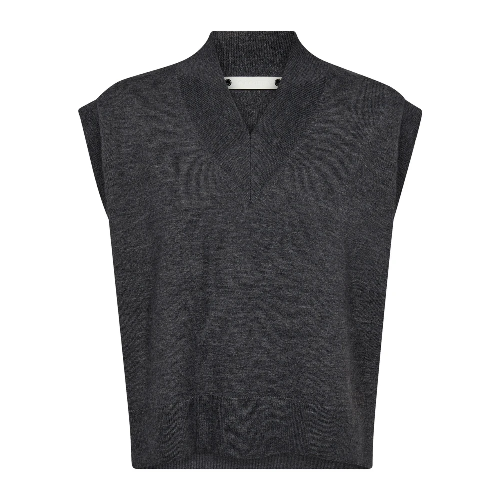 Co'Couture V-gebreide vest in Donkergrijs Gray Dames