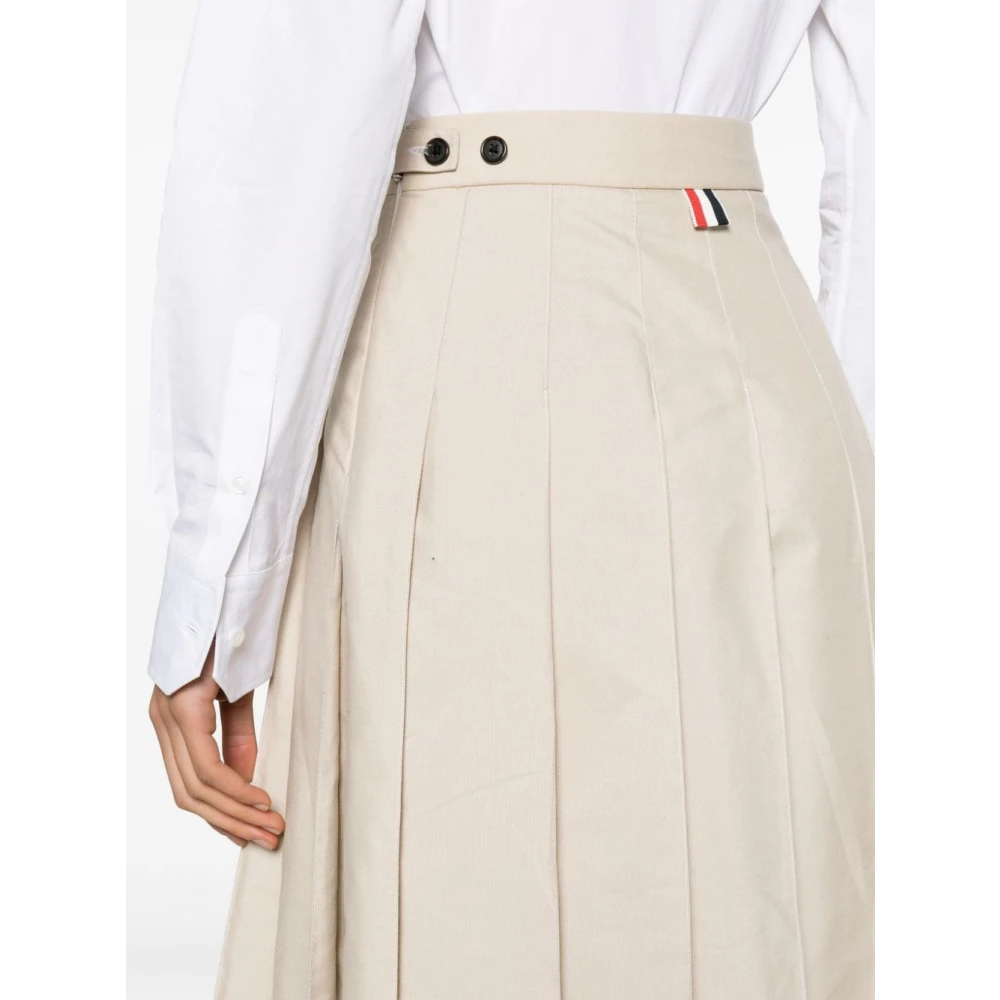 Thom Browne Geplooide midi-rok met RWB-strepen Beige Dames