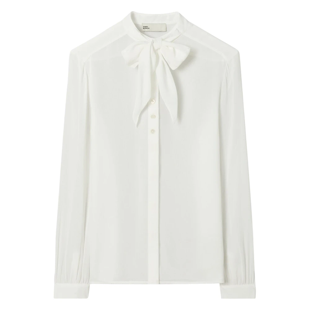 Tory Burch Women's White Georgette Bow Blouse - Shirts - S - Blouses & Shirts