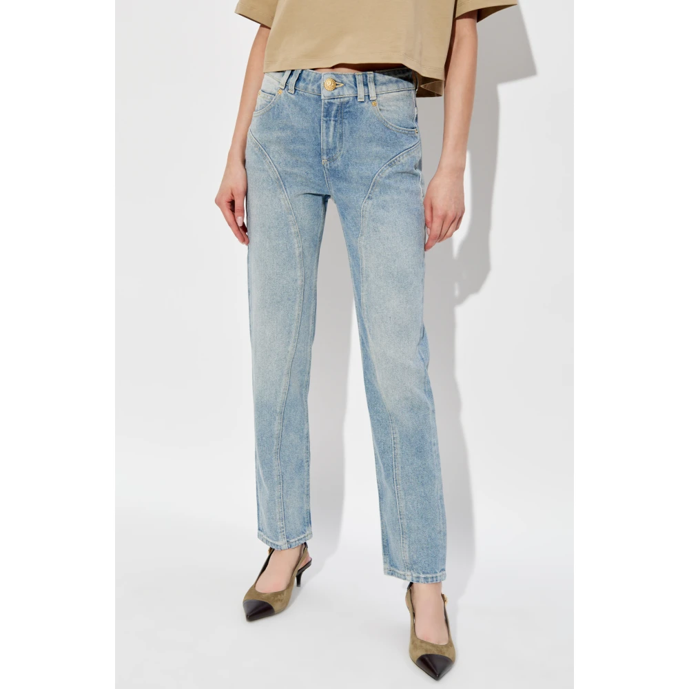 Balmain Jeans met stiksels op de benen Blue Dames