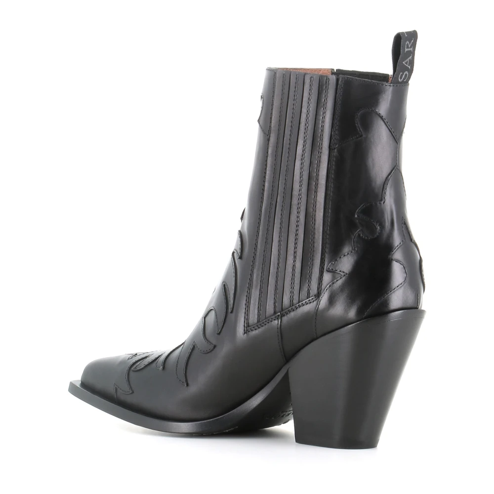 Sartore Zwarte leren Texano laarzen Black Dames