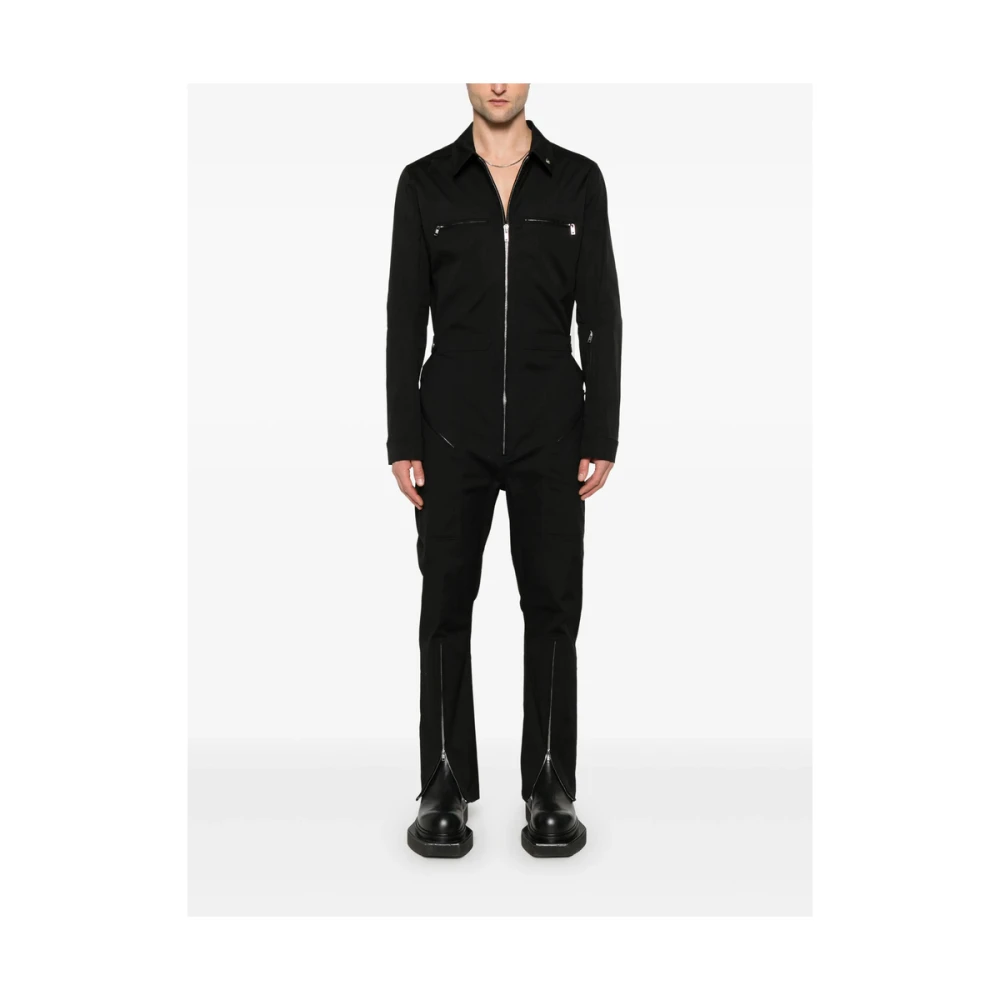 Rick Owens Zwarte Jumpsuit met ritssluiting en zakken Black Heren