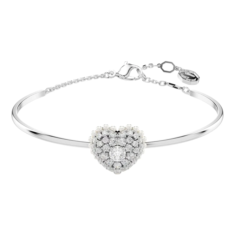 Swarovski Women's Gray Bracelet For With Heart Motif In White- Rhodium-Plated Idyllia 5684385 - Bracelets - One Size - Accessories