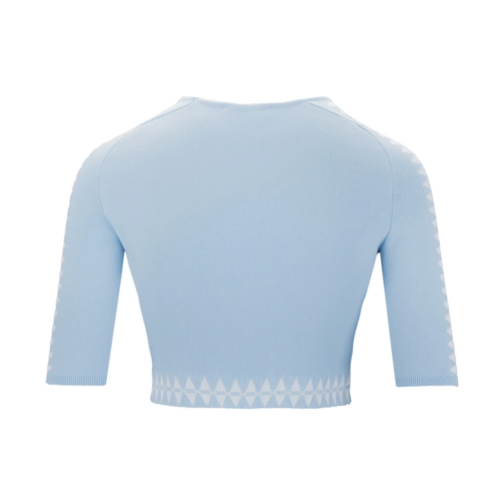Elisabetta Franchi Logo Gebreide Top Korte Mouw Blue Dames