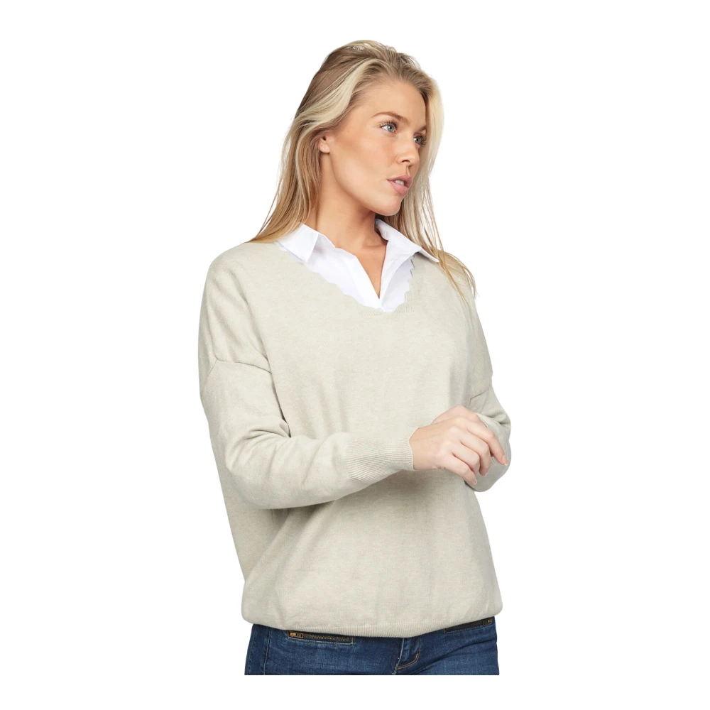 2-Biz Zachte Gebreide Trui Hugo.Es24 Sand Beige Dames