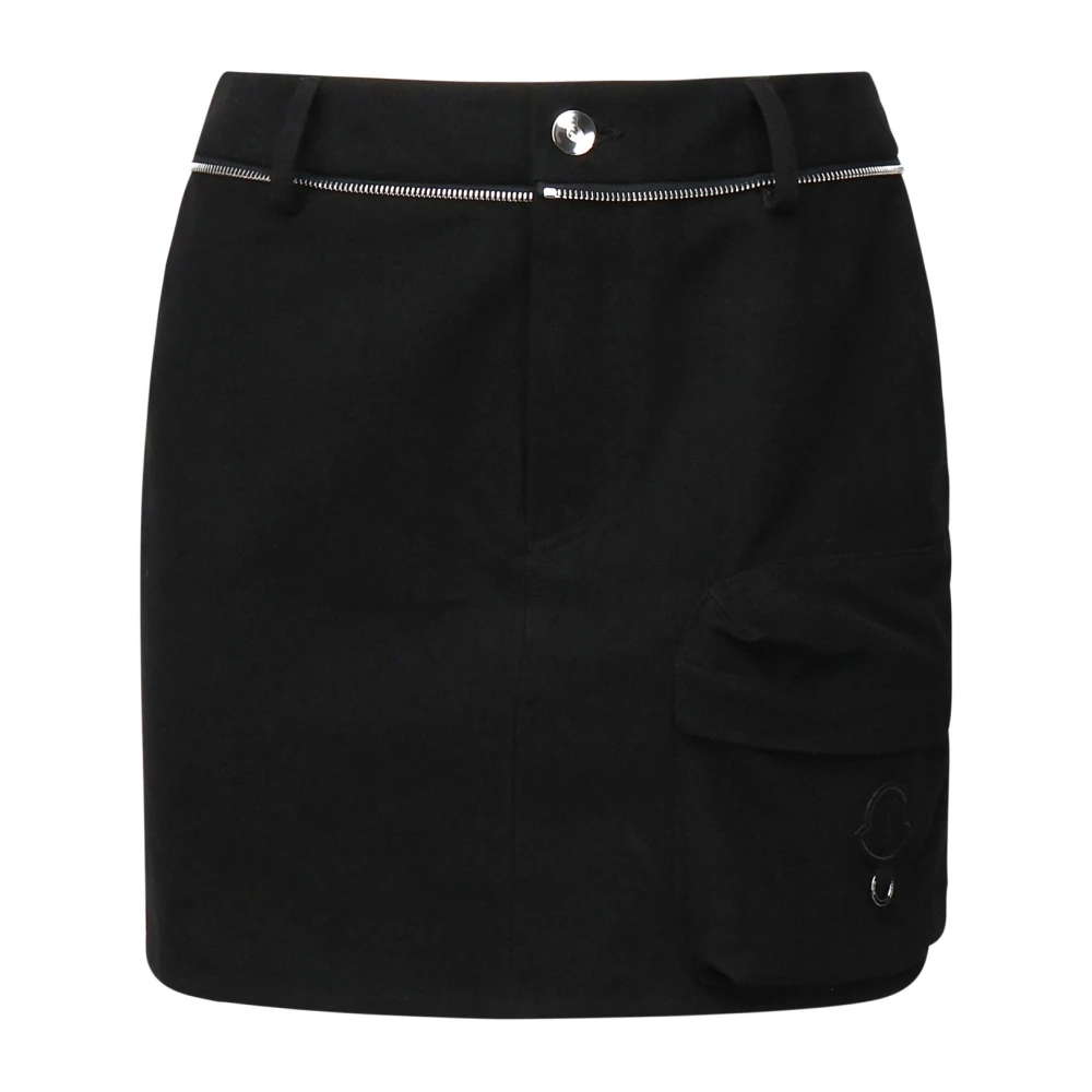 Moncler Zwarte katoenen canvas rok met rits Black Dames