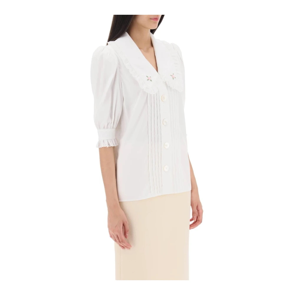 Alessandra Rich Overhemd met geborduurde kraag White Dames