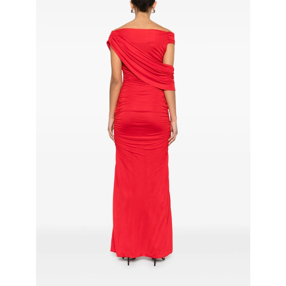 Blumarine Rode Stretch Viscose Lange Jurk Red Dames