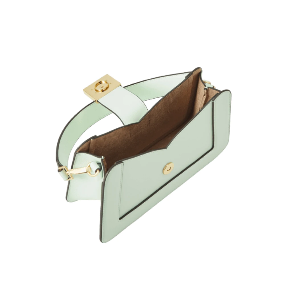 Elisabetta Franchi Mint Trapeziumvormige Tas met Knoopsluiting Green Dames