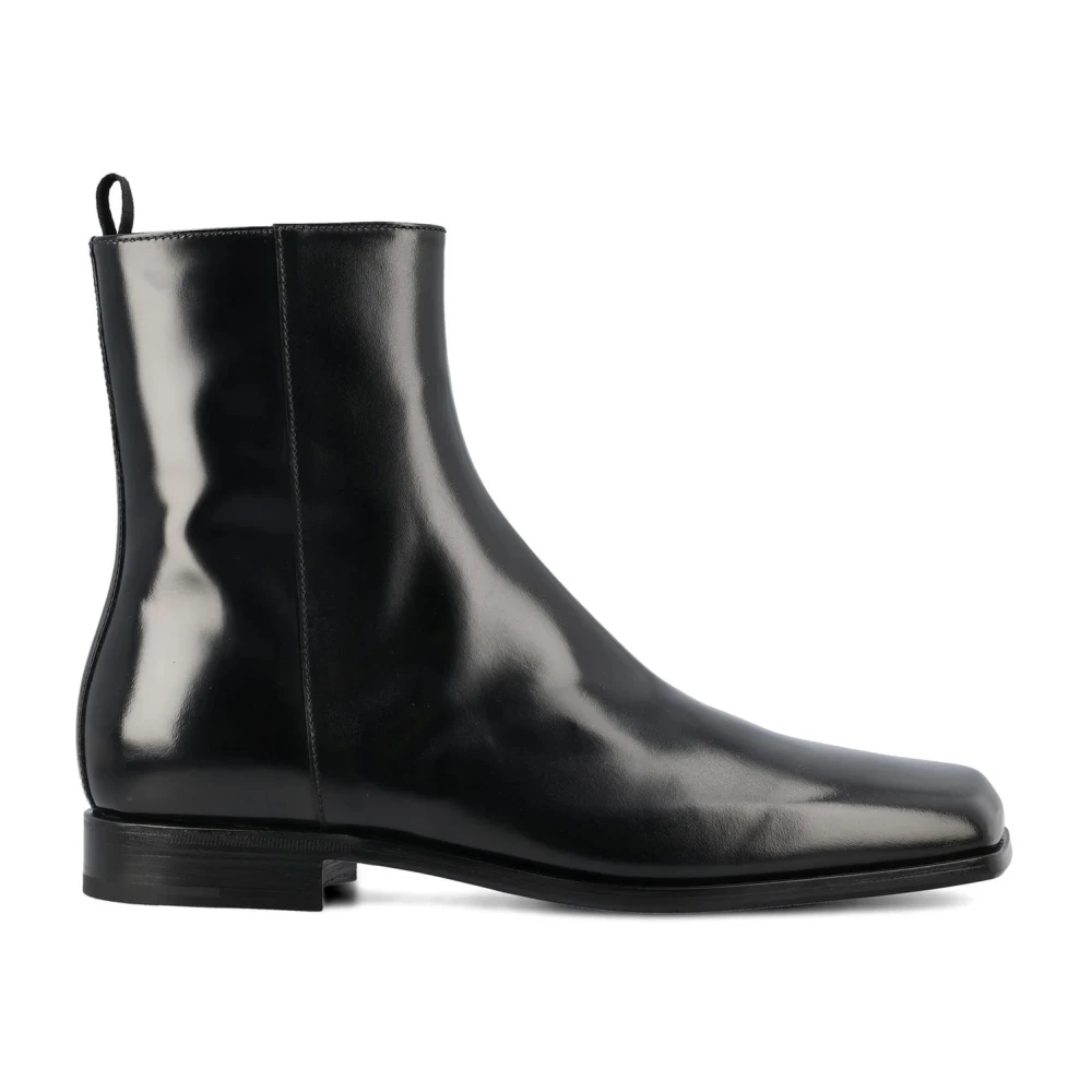 Prada Men's Black Ankle Boots, 10 Uk, Brushed Leather Ankle Boots