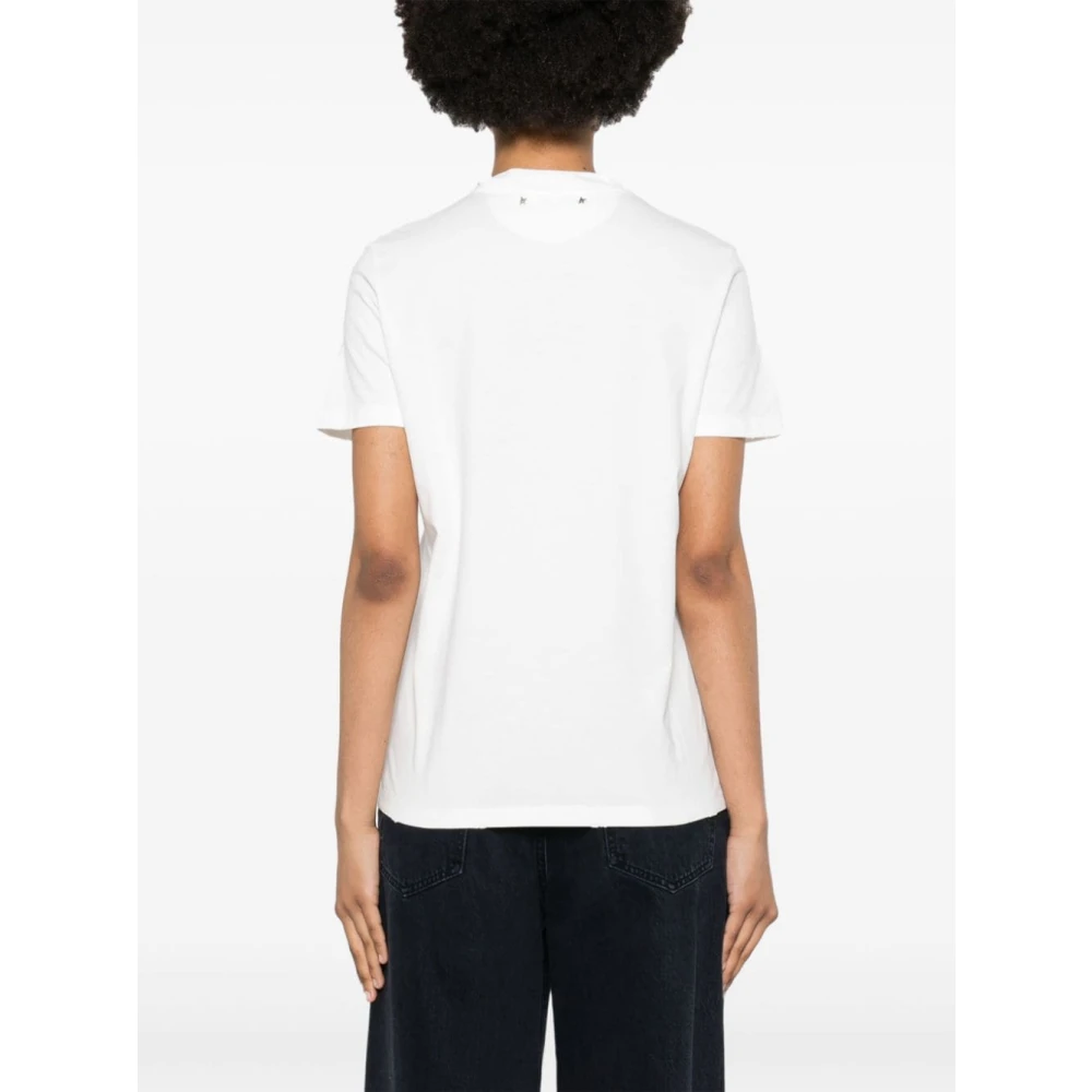 Golden Goose T-shirt met strass-versiering en ronde hals White Dames