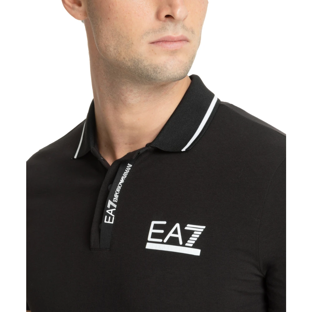 Emporio Armani EA7 Effen Logo Polo Shirt Black Heren