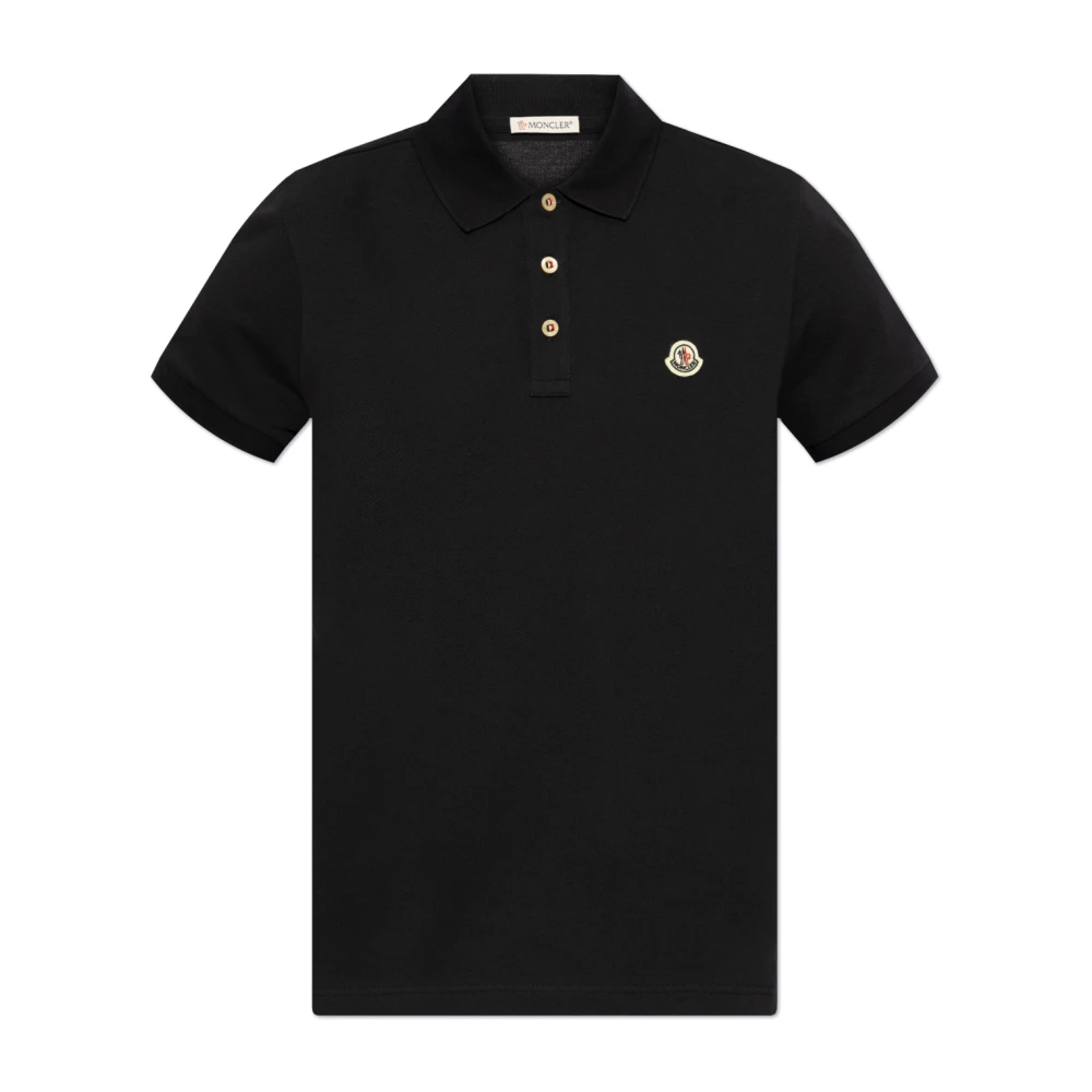 Moncler Katoenen polo met logopatch Blue Heren