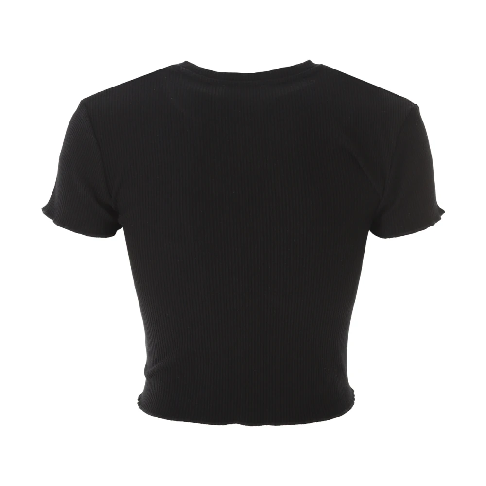 Moschino Logo Patch Cropped T-Shirt Zwart Black Dames