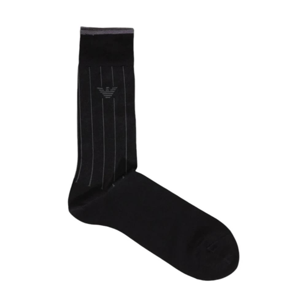 Emporio Armani Zwarte Katoenen Herensokken Herfst Winter Collectie Black Heren