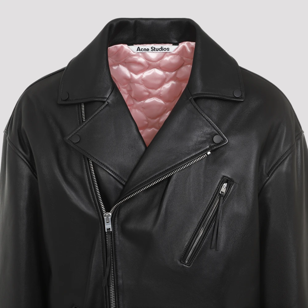 Acne Studios Zwarte leren jas voor mannen Black Heren