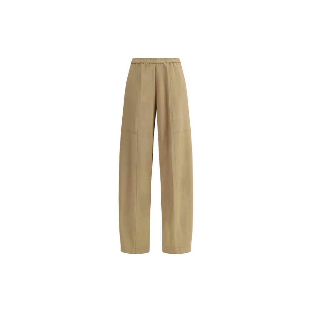Forte Wijde Pijp Broek Relaxte Pasvorm Beige Dames