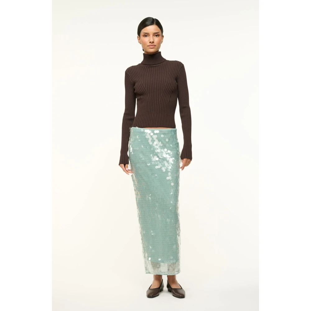 Staud Paillet Maxi Rok Green Dames