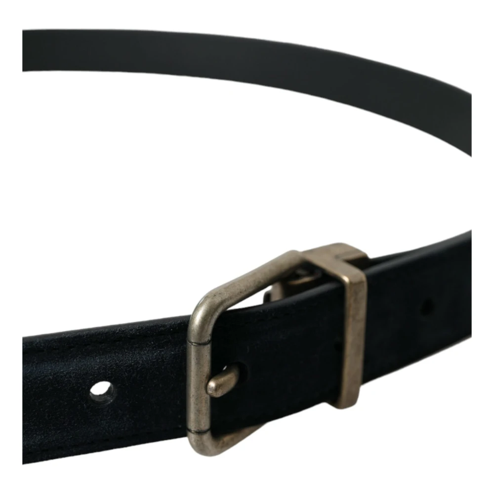 Dolce & Gabbana Blauwe leren riem met metalen gesp Blue Heren