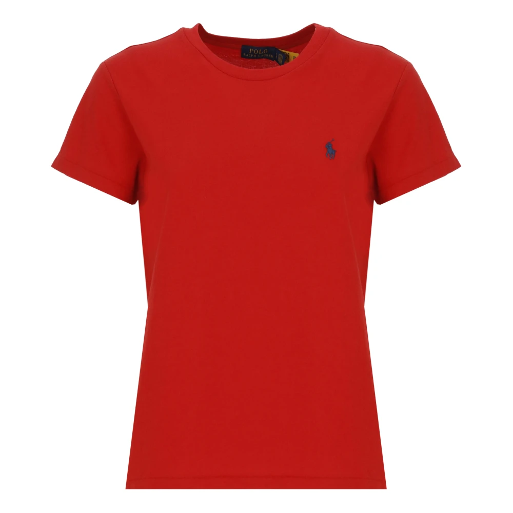 Ralph Lauren Rode Katoenen T-shirt met Iconische Pony Red Dames