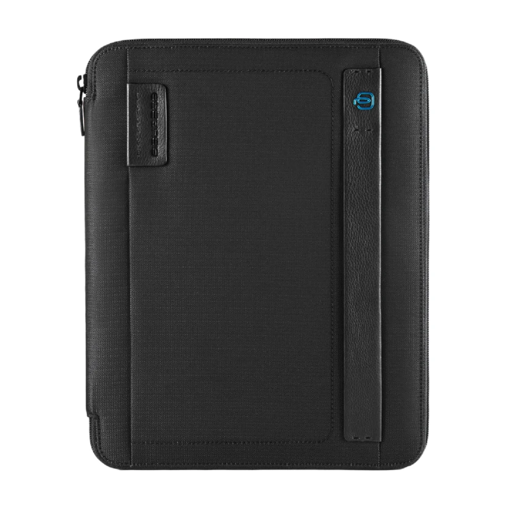 Piquadro Men's Black Slim A4 Notepad Holder With Zip Closure And Pen Holder