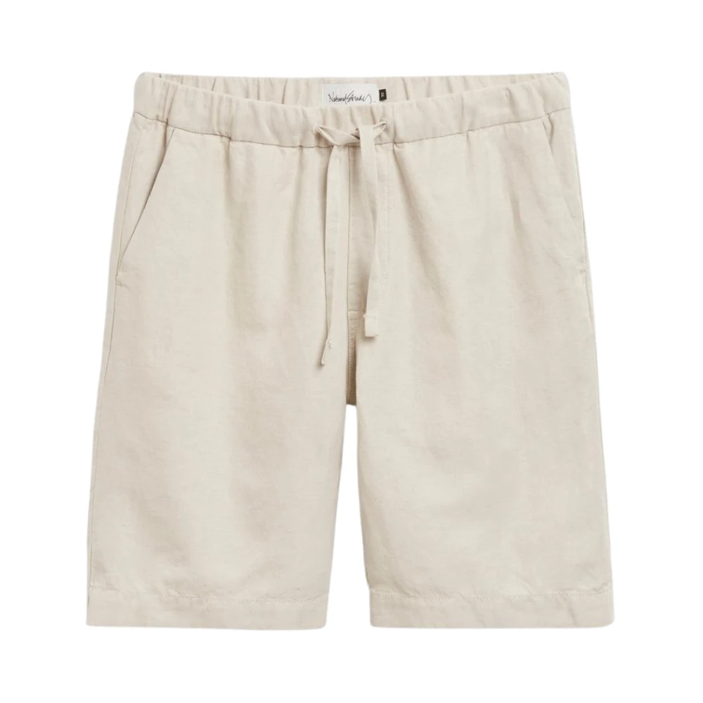 Elvine Linnen shorts comfortabele pasvorm biologisch katoen Beige Heren
