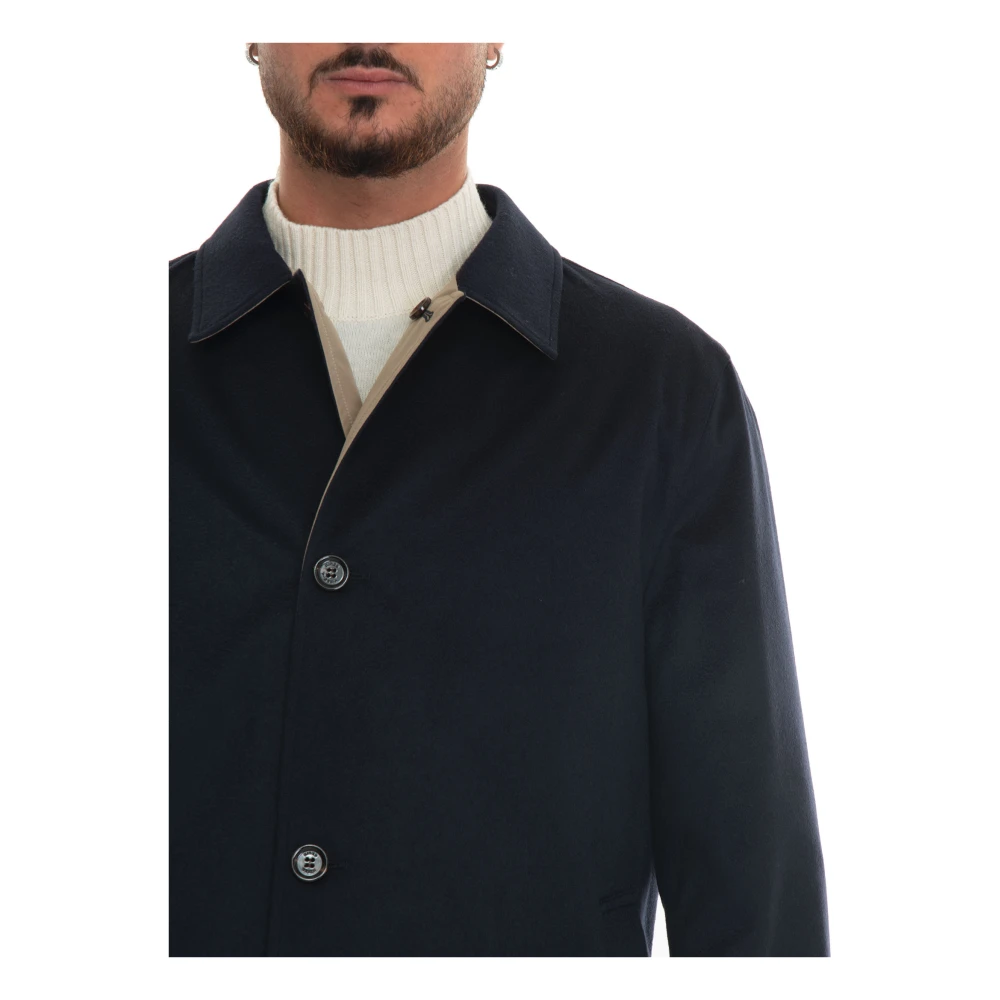 Kired Omkeerbare Stofjas met Knoopsluiting Blue Heren