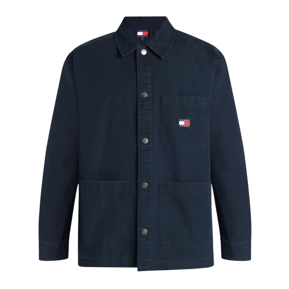 Tommy Jeans Blue Badge Oversized Fit Overshirt - Male - Casual Shirts - L - Shirts