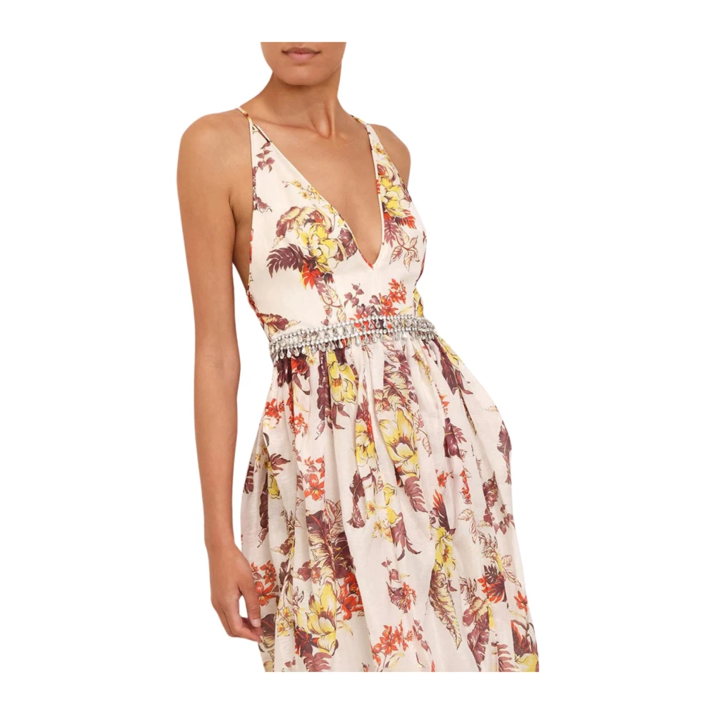 Zimmermann Tulpen Bloemen Midi Jurk Multicolor Dames