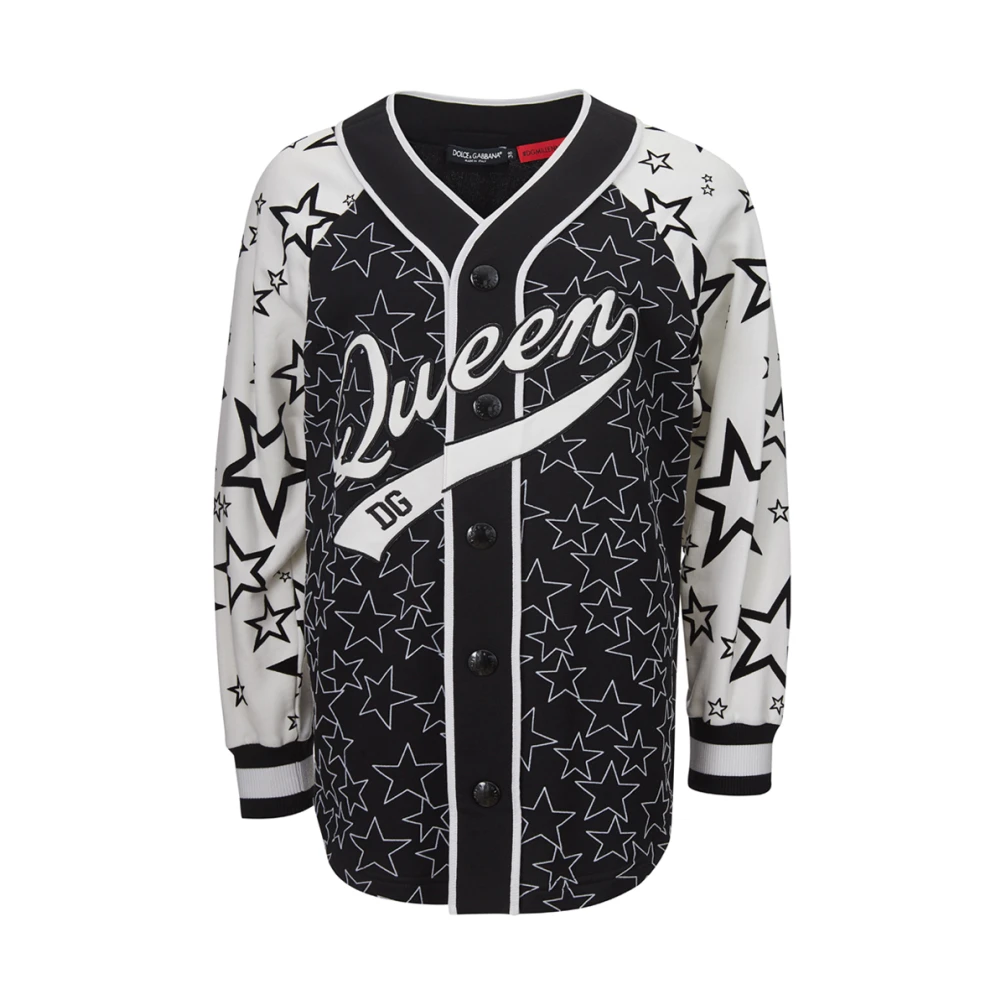 Dolce & Gabbana Women's Black Zip-Throughs,, Buttoned Sweatshirt Dg Queen 2XS