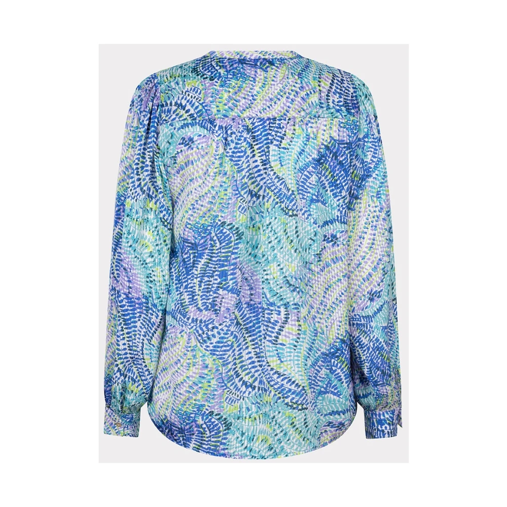 Esqualo V-hals Bayside Leaves Print Blouse Blue Dames