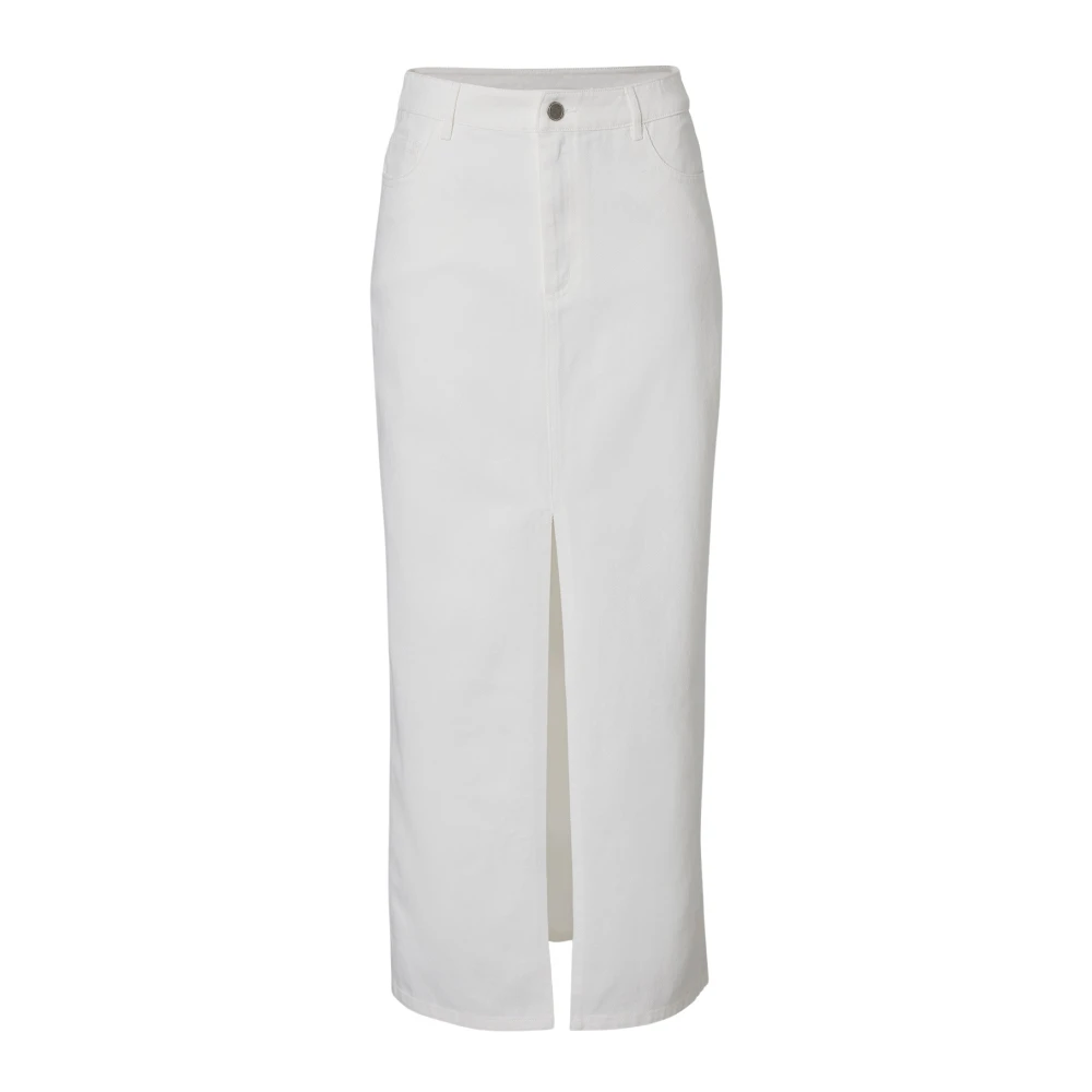 Wakakuu Icons Lange Denim Rok White Dames