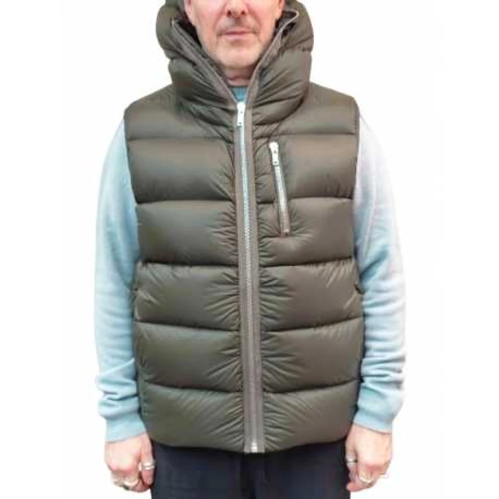 Rick Owens Mouwloze gewatteerde jas met capuchon Green Heren