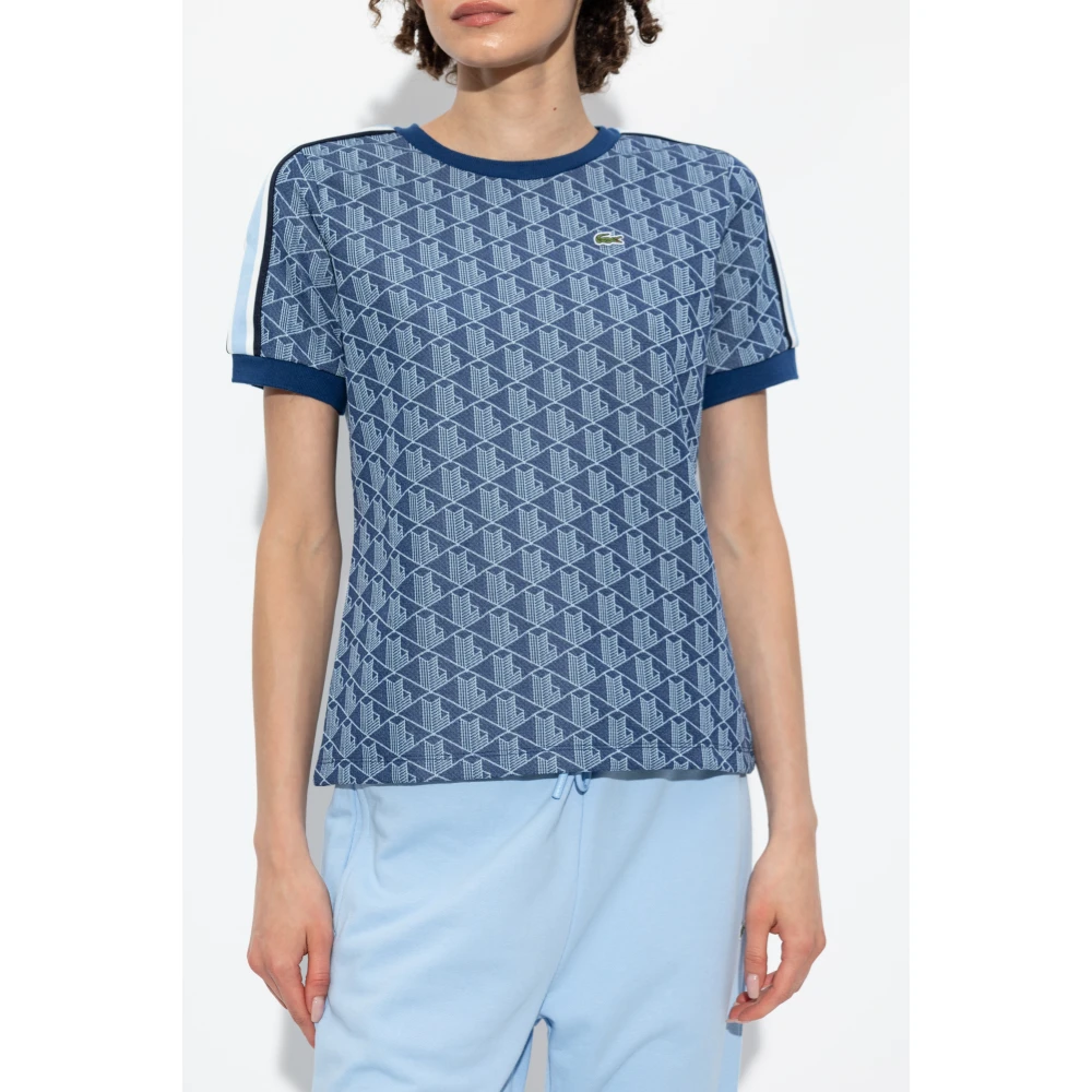 Lacoste T-shirt met monogram Blue Dames