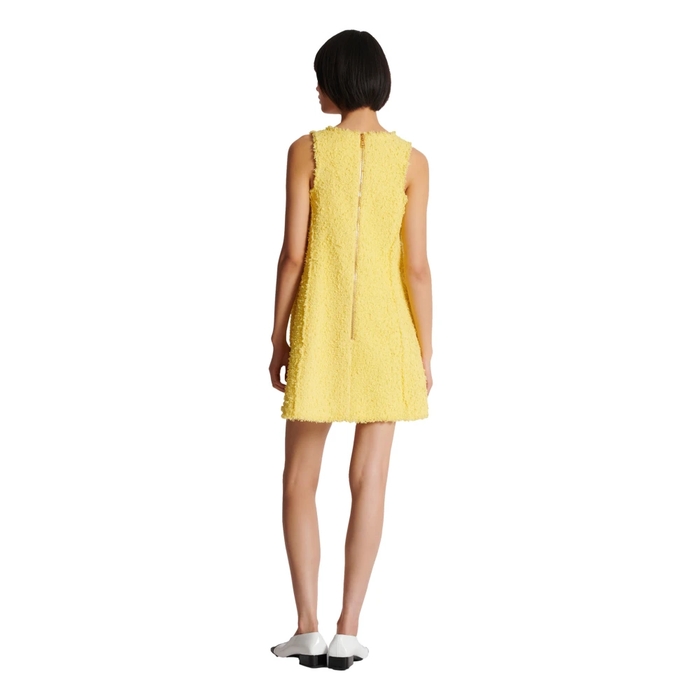 Balmain Tweed swingjurk met geknoopte plastron Yellow Dames