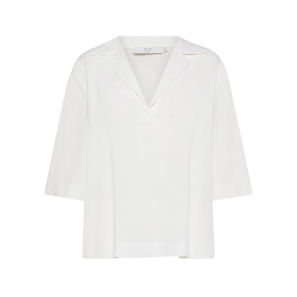 Seventy White Polo Shirts, Female, S, T-Shirt Girocollo In Jersey E Misto Seta