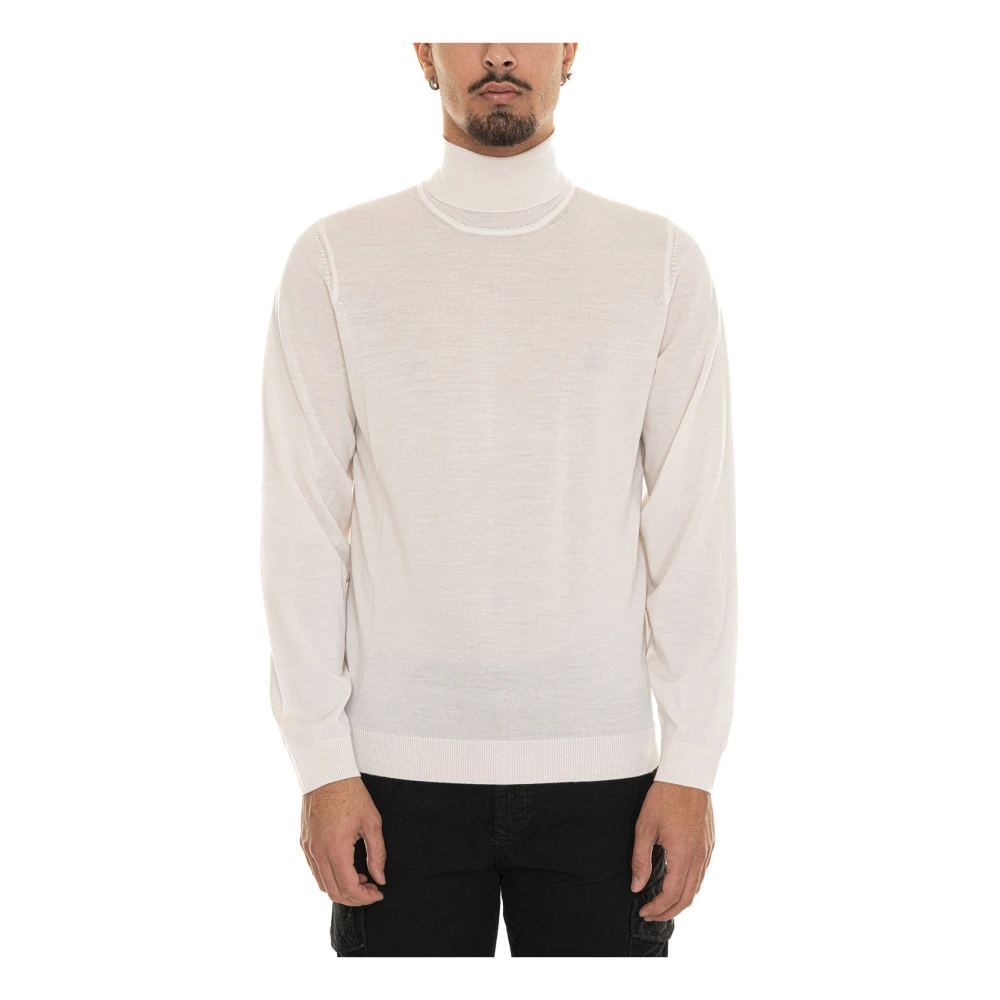 Boss Turtleneck Pullover met Gestikt Logo Beige Heren