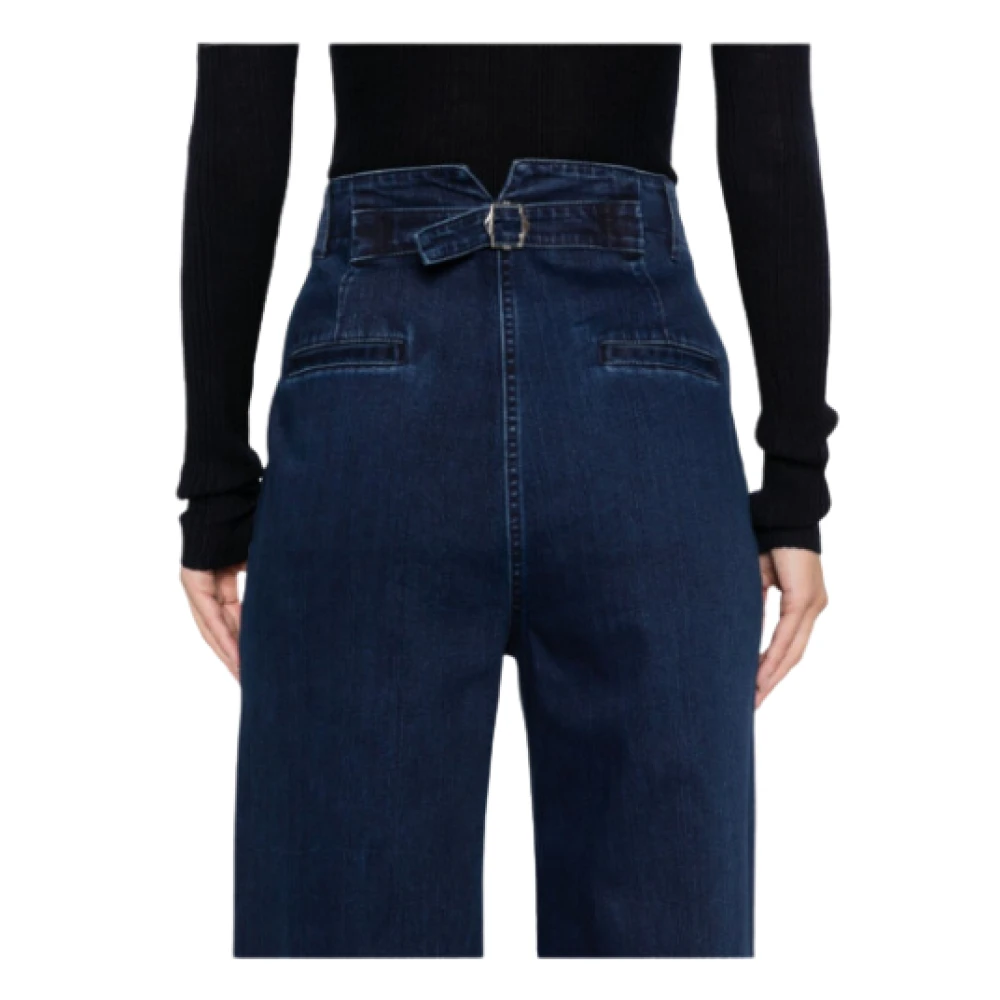 Tibi Flared Indigo Denim Jeans met Gesp Detail Blue Dames