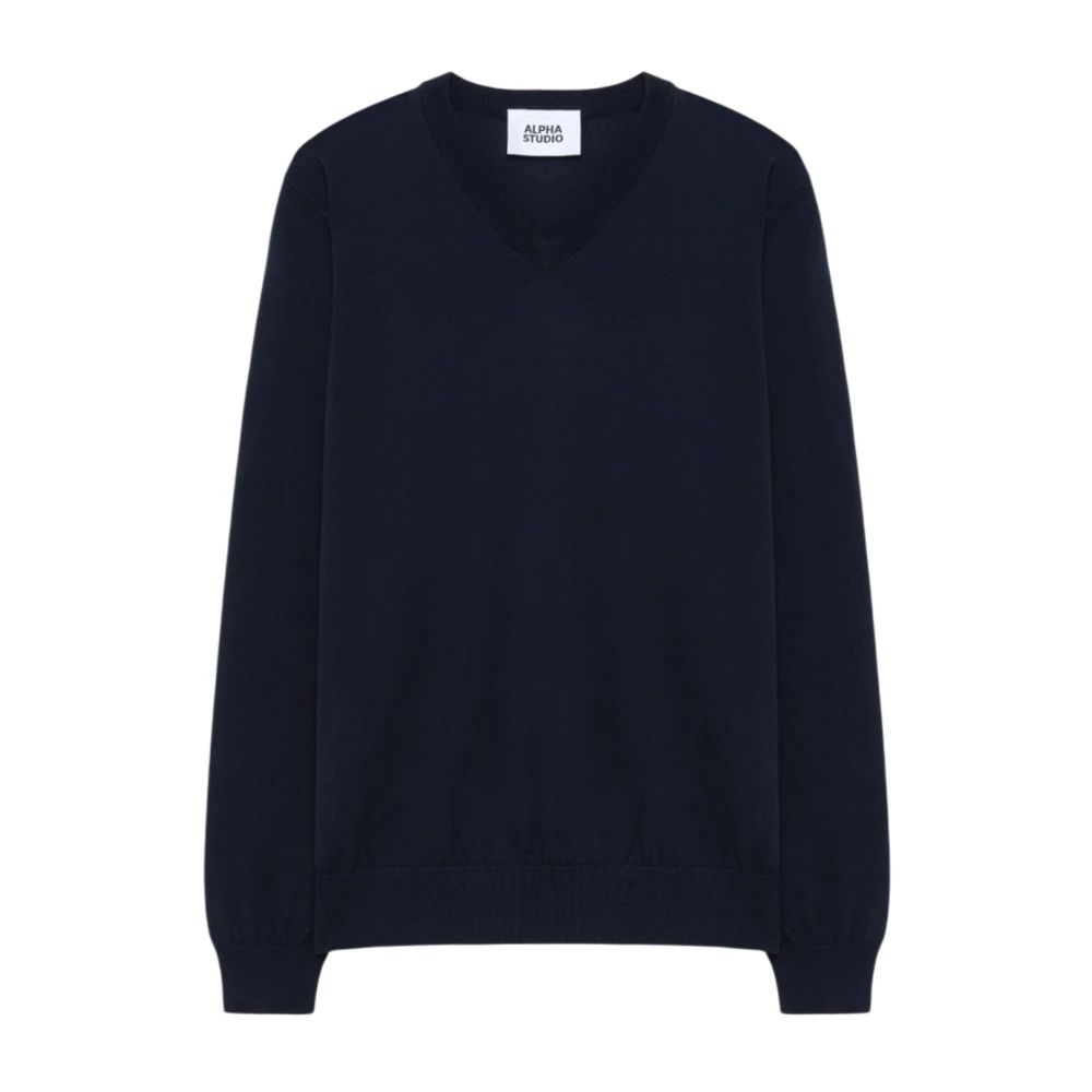 Alpha Studio Uomo Blu - Maglione Scollo A V - Knitwear - L