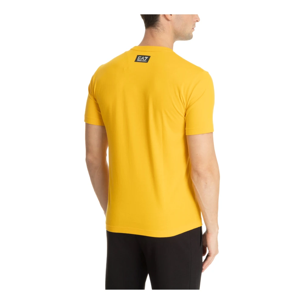 Emporio Armani EA7 Gestreept Logo T-shirt Yellow Heren