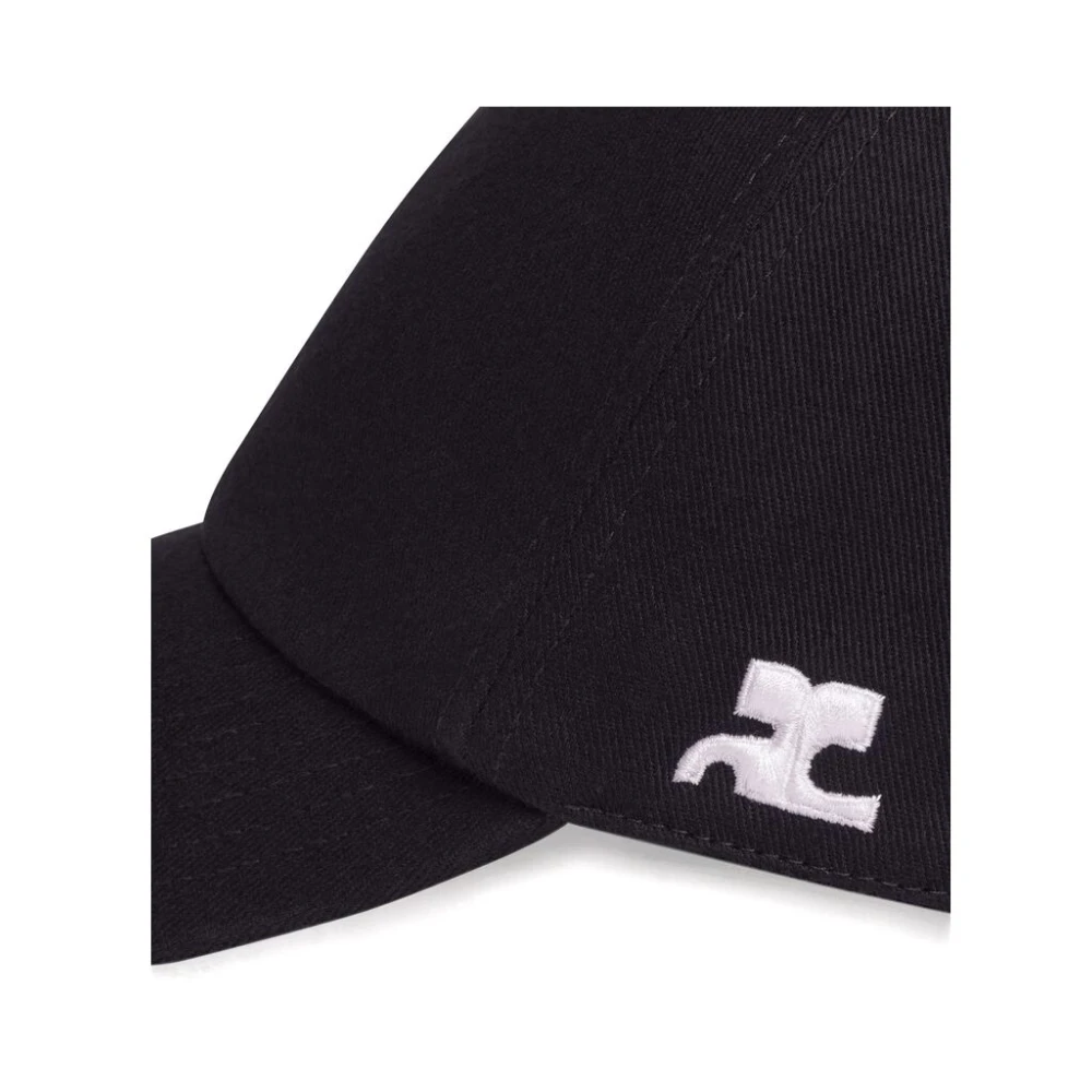 Courrèges Zwarte Verstelbare Band Gebogen Klep Pet Black Dames