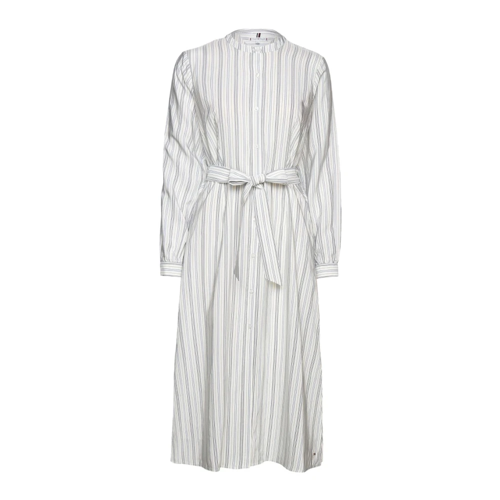 Tommy Hilfiger Women's White Striped Midi Shirt Dress