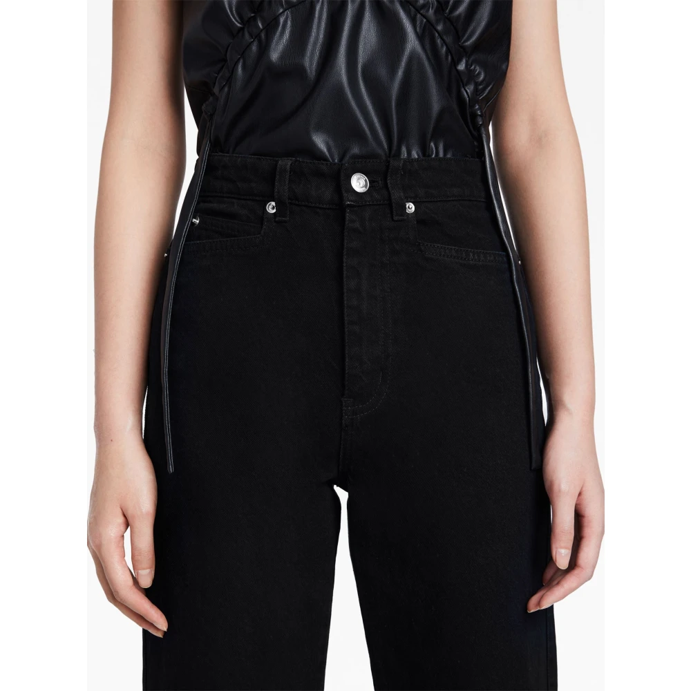 Proenza Schouler Zwarte Logo Patch Cropped Flared Jeans Black Dames