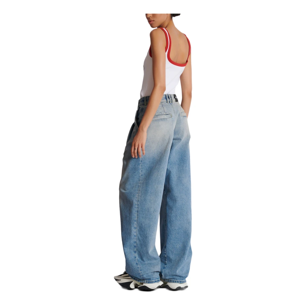 Balmain Geplooide denim jeans Blue Dames