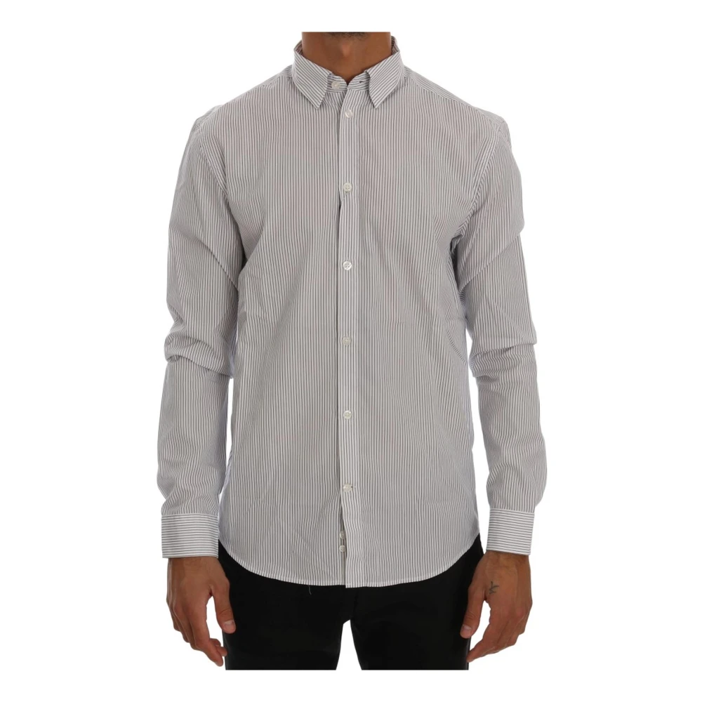 Frankie Morello Blue Striped Casual Cotton Regular Fit Shirt - Male - Casual Shirts - L - Shirts