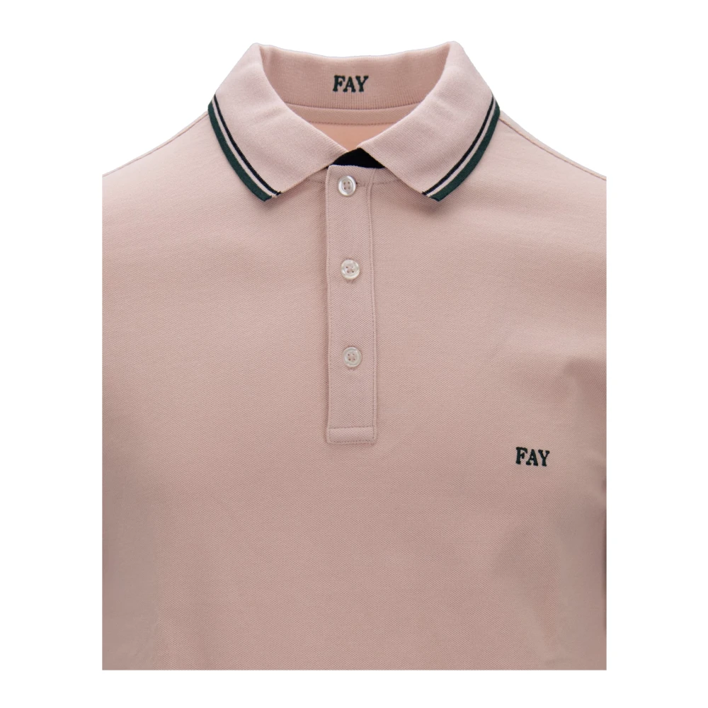 Fay Heren Button Polo Shirt Pink Heren