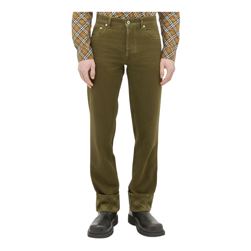 Burberry Geruite Twill Broek met Manchetten Brown Heren